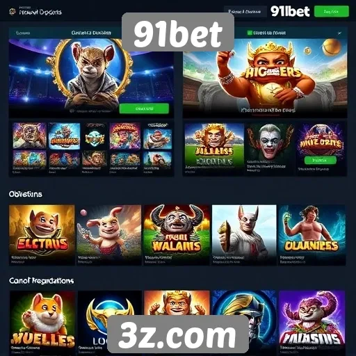 Diversidade de jogos disponíveis na plataforma 91bet